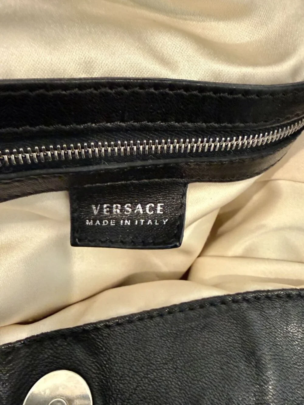 Versace Black Leather Medusa Embossed Hobo Shoulder Bag - OS